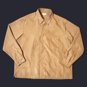 Apt. 9 Men’s Button-Up Long Sleeve Shirt Tan XL – Sueded Polyester